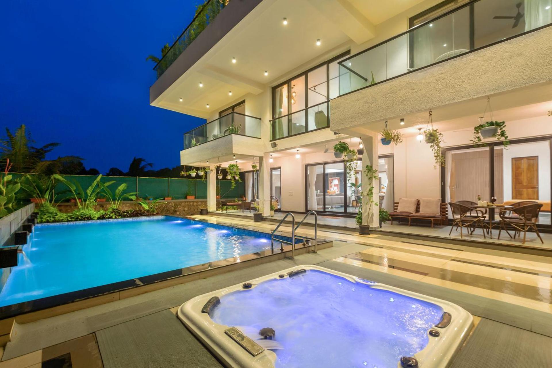 Villa Sereno By Stayvista - An Elegant And Entertaining Retreat Featuring A Swimming Pool, Outdoor Jacuzzi, Modern Interiors, And A Snooker Table Alibag Luaran gambar